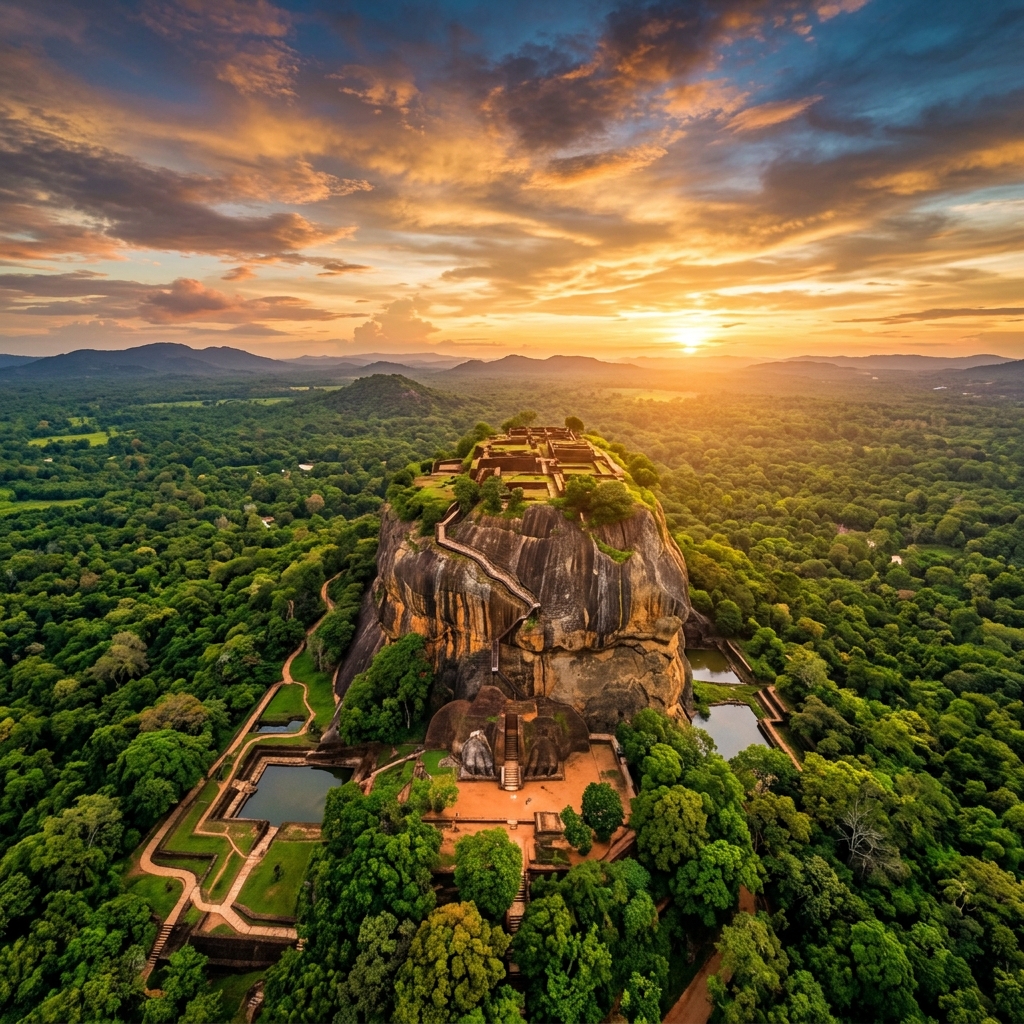 Sigiriya Rock Fortress at sunrise